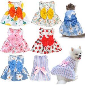 6 Pieces Dog Dresses for Dogs Girls outfit, Cute Princess Dresses with Flowers